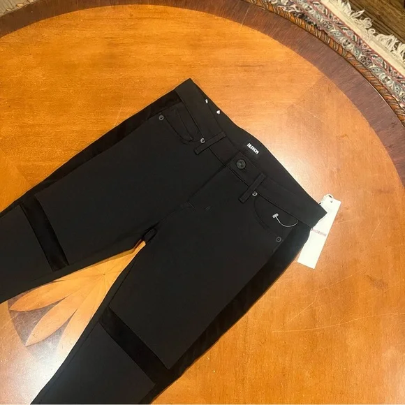 NEW $235 Hudson Jeans Amory Super Skinny Black Velvet Tuxedo Stripe Revolve